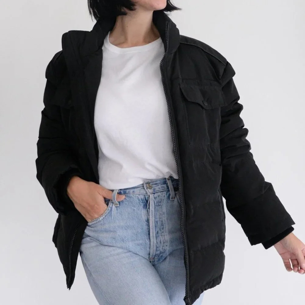 Danier Black Puffer Winter Coat Jacket Size Large